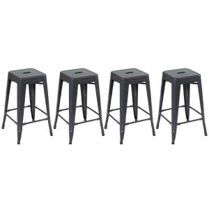 KIT - 4 x banquetas Iron Tolix - 66 cm - Industrial - Aço - Vintage - Cinza escuro