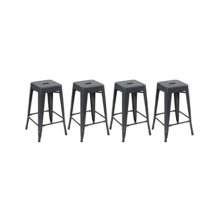 KIT - 4 x banquetas Iron Tolix - 66 cm - Industrial - Aço - Vintage - Cinza escuro
