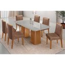 Ver imagem 1 de Mesa Cozinha Maldivas c/ Tampo Madeirado c/ Vidro Canto Curvo 180x90cm e 6 Cadeiras Maldivas