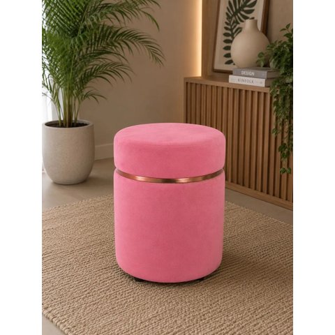 Puff Superior Rose Gold, Cor Rosa Antigo Veludo - Let Móveis