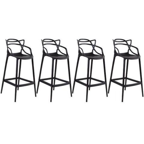 KIT - 4 x Banquetas altas Masters Allegra - Preto