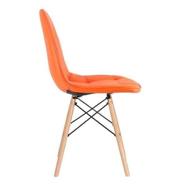 Kit 4 Cadeiras Eames Eiffel Botonê - Laranja - Base de Madeira Clara - 3