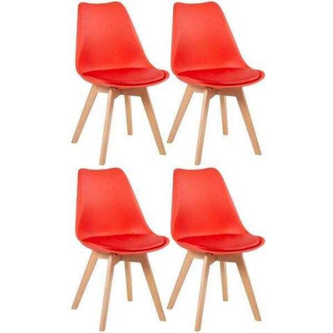Kit 4 Cadeiras Estofadas Leda - Vermelho