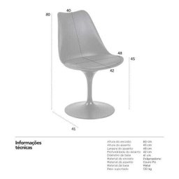 Cadeira Tulipa - Saarinen - Assento Plástico - Preto - 6