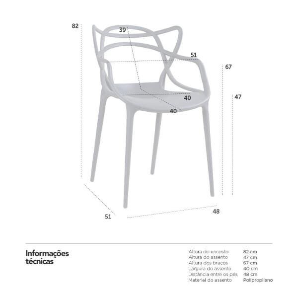 Kit 4 Cadeiras Masters Allegra - Cinza Escuro - 7