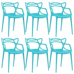Kit 6 Cadeiras Masters Allegra - Azul Tiffany