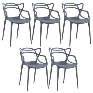 Kit 5 Cadeiras Masters Allegra - Cinza Escuro