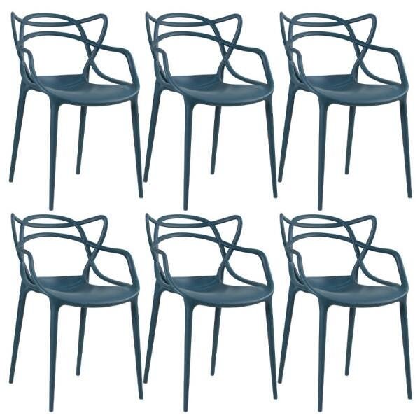 Kit 6 Cadeiras Masters Allegra - Azul Petróleo