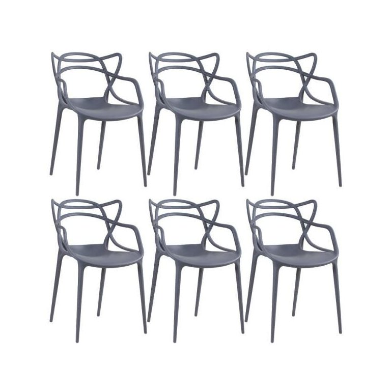Kit 6 Cadeiras Masters Allegra - Cinza Escuro