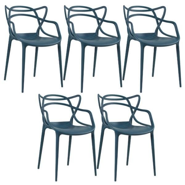Kit 5 Cadeiras Masters Allegra - Azul Petróleo