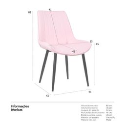 Cadeira Estofada Chicago - Rosa Claro - 6