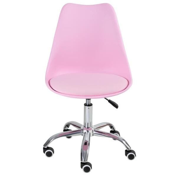 Cadeira de Rodízios Estofada Tulipa - Office - Escritório - Rosa Claro - 3