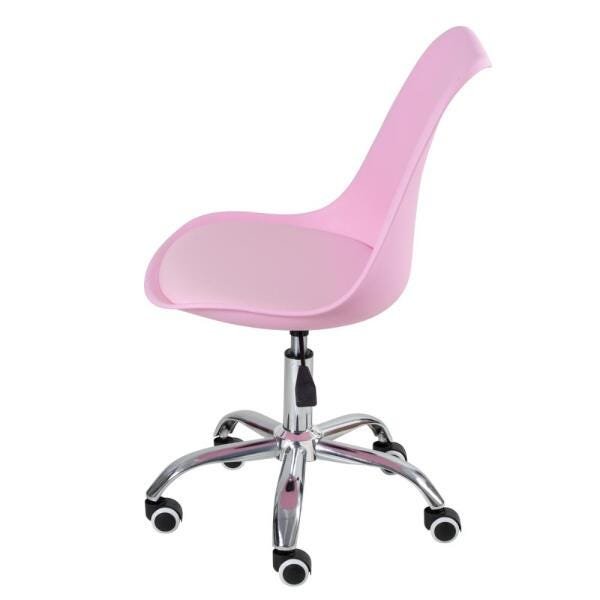 Cadeira de Rodízios Estofada Tulipa - Office - Escritório - Rosa Claro - 2