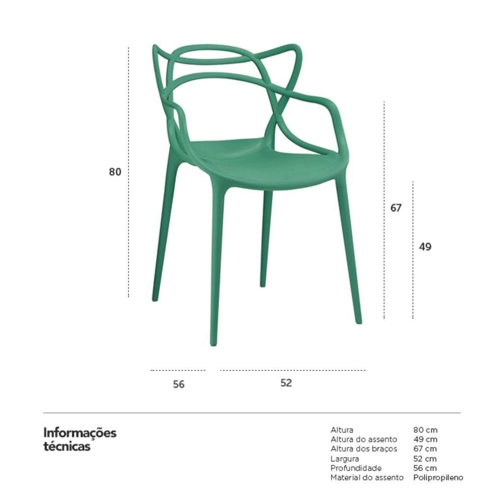 Kit 4 Cadeiras Masters Allegra - Verde Escuro - 5