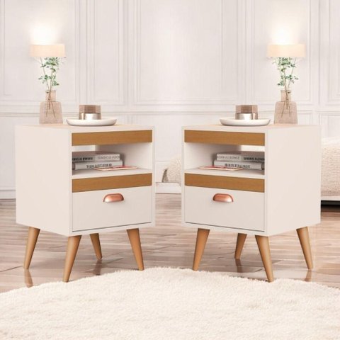 Mesa de Apoio Renoir 1 Gaveta MDP Off White Ype Kit 2 Sal Movelaria