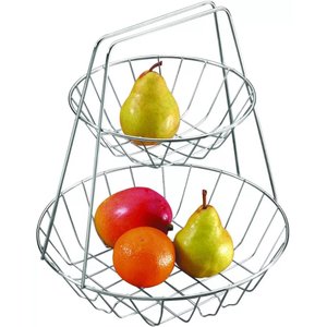 Fruteira Dois Andares Aço Cromado para Bancada Mesa Cozinha