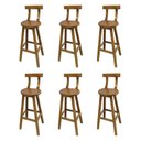Ver imagem 1 de Kit 6 Bancos Altos Bistrô de Madeira com Encosto Girafa Ideal para Bar e Restaurante Natural