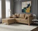 Ver imagem 1 de Sofá Beny com Chaise Esquerda, 3 Lugares, Estofado em Linho, Base em Madeira, 1,40x2,00m.