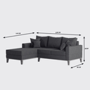 Ver imagem 5 de Sofá Beny com Chaise Esquerda, 3 Lugares, Estofado em Linho, Base em Madeira, 1,40x2,00m.