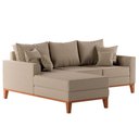 Ver imagem 3 de Sofá Beny com Chaise Esquerda, 3 Lugares, Estofado em Linho, Base em Madeira, 1,40x2,00m.