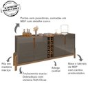 Ver imagem 3 de Buffet Aparador 190cm Com Adega 050520 Cinza Perola Cedro DCASA