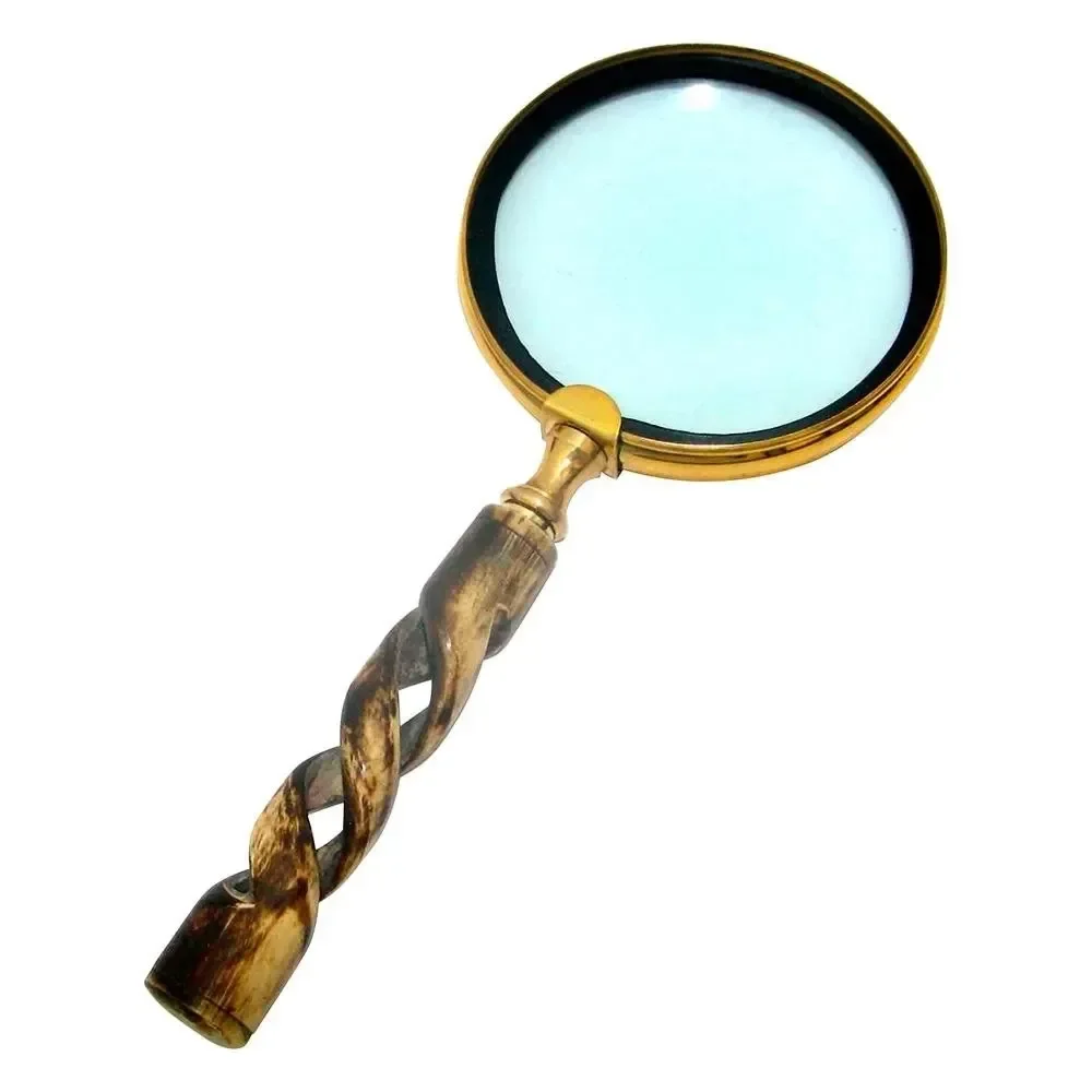 Ver imagem 1 de Lupa de Aumento de Metal Dourado com Cabo de Resina Marrom