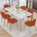 Ver imagem 2 de Kit 05 Cadeiras de Jantar e Estar Living Estofada Mia L02 Linho Terracota - Lyam Decor