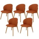 Ver imagem 1 de Kit 05 Cadeiras de Jantar e Estar Living Estofada Mia L02 Linho Terracota - Lyam Decor