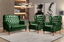 Ver imagem 6 de Conjunto Imperador Sofá Chesterfield Decoração Sala Recepção Estilo Vintage - Couríssimo Verde