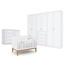 Ver imagem 1 de Quarto de Bebê Americano 6 Portas Com berço Americano Unique Branco Soft Eco Wood - Matic - Henn