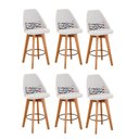 Ver imagem 1 de Kit 06 Banquetas Linho Bege e Almofada Linhas Coloridas
