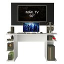 Ver imagem 4 de Mesa para Computador Gamer e Painel para Tv até 50 Madesa - Branco/preto