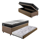 Ver imagem 1 de Bicama Box Baú Solteiro com Colchão Gransleep Ecoflex Molas Verticoil Linho Marrom 88x188