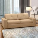 Ver imagem 1 de Sofá Decorativo Mendes 2 Lugares Sala de Estar 205cm Pés em Madeira Couro Nude G88 - Gran Belo