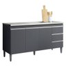 Balcão de Pia Ambiente Andréia 160 Cm Cinza Fosco - Ajl - 4