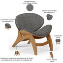 Ver imagem 4 de Kit 2 Poltronas Decorativa Orgânica Sala Living Kadosh L02 Linho Mescla Chumbo - Lyam Decor