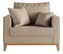 Ver imagem 2 de Poltrona Decorativa Beny Bege Pés e Base de Madeira Sala Escritório Recepção Linho Bege