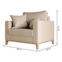Ver imagem 3 de Poltrona Decorativa Benny Bege Pés e Base de Madeira Sala Escritório Recepção Linho
