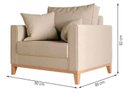 Ver imagem 4 de Poltrona Decorativa Beny Bege Pés e Base de Madeira Sala Escritório Recepção Linho Bege
