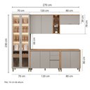 Ver imagem 2 de Cozinha Modulada Allure Linea Brasil 5 Peças Mdf com Cristaleira Led e Armário Basculante A02m4