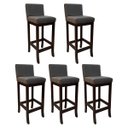 Ver imagem 1 de Kit 5 Banquetas Alta de Madeira para Bancada Capuccino Melody Suede Cinza