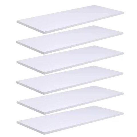 Kit 6 Prateleiras de Madeira MDF Branca