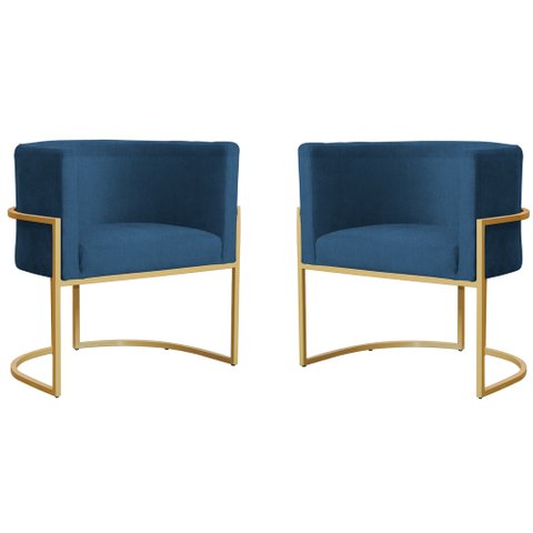 Kit 2 Poltronas Decorativa Sala de Estar Luana Base Gold Suede