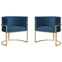 Ver imagem 1 de Kit 2 Poltronas Decorativa Sala de Estar Luana Base Gold Suede