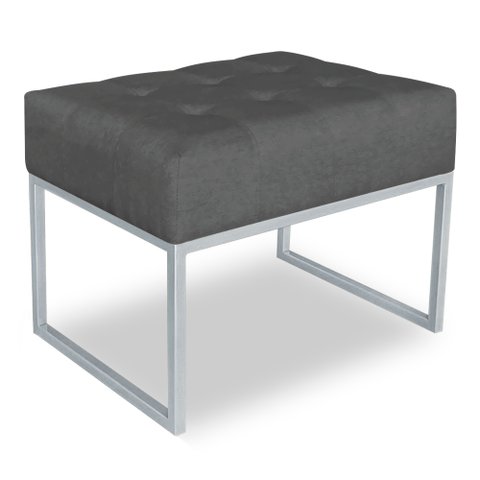 Puff Lisa Suede Base Metálica Industrial Prata - Pallazio Grafite
