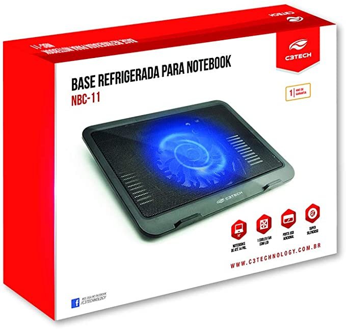 Base Notebook Com Cooler Led Azul Ate 14p Nbc-11bk C3tech - 5