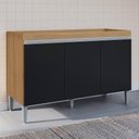 Ver imagem 2 de Balcão Pia Manu 120cm 3 Portas Amêndoa/preto sem Tampo - Ajl Móveis