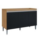 Ver imagem 1 de Balcão Pia Manu 120cm 3 Portas Amêndoa/preto sem Tampo - Ajl Móveis