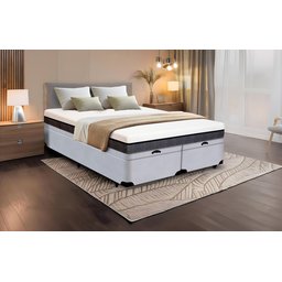 Cama Box Baú King Size Bipartida Serenelife - Suede Cinza Claro - 2