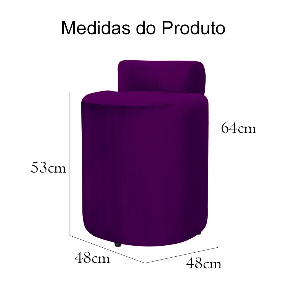 Puff Athenas Sapata Plástica Veludo Cores - DS Estofados - Roxo - 4